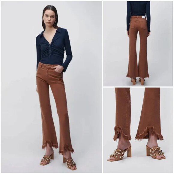 Jonathan Simkhai Blake Denim Bootcut Pant in Pecan - SZ 26 - Picture 1 of 5
